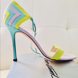 Brian Atwood Signature Strappy Suede Color Block